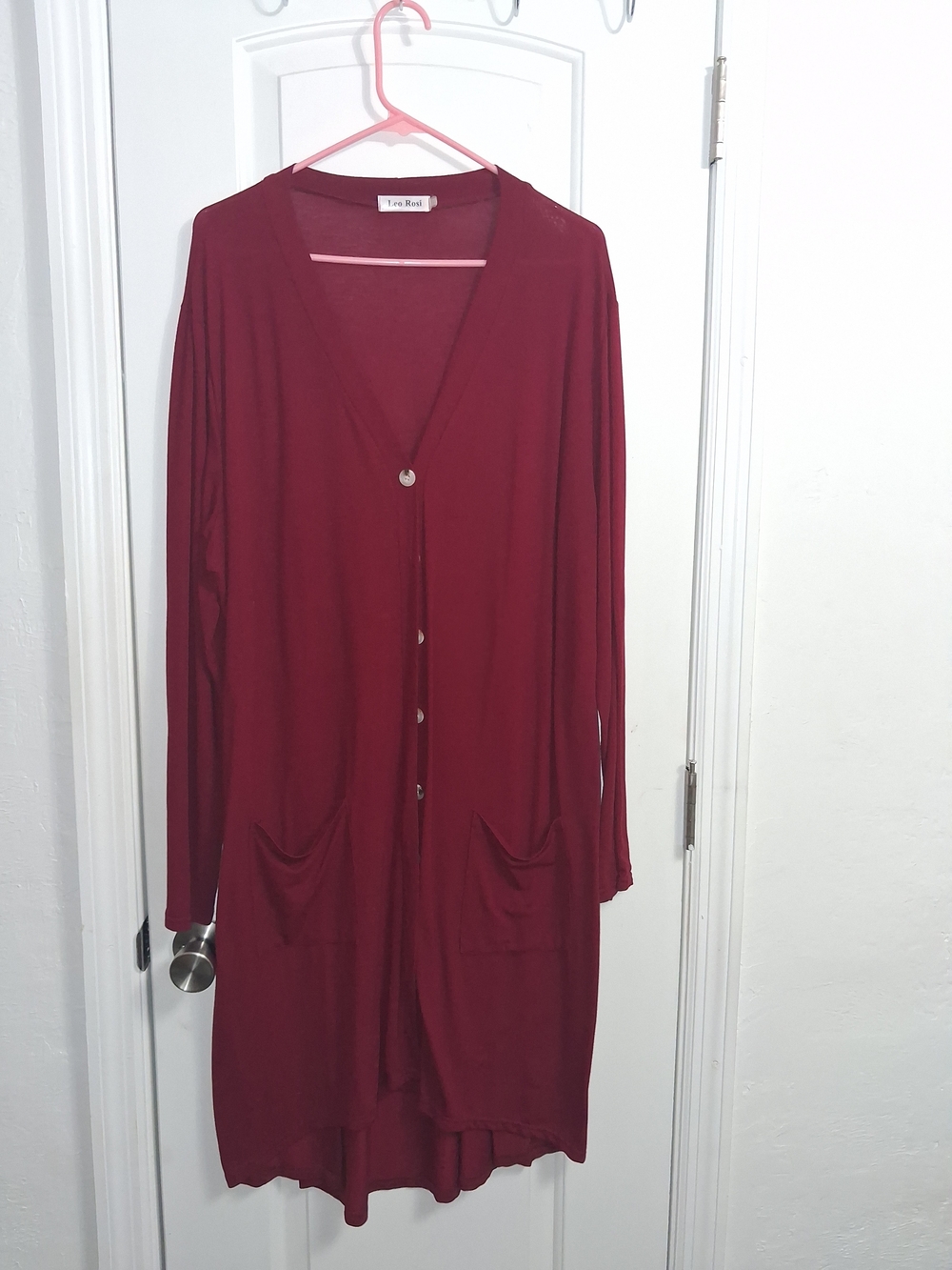 Leo Rosi Women's Long Cardigan Sweater - Wine Red